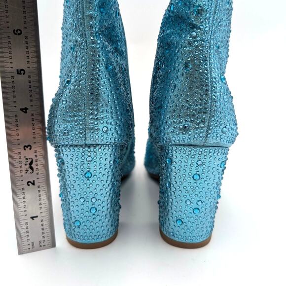 Top Moda Rhinestone Knee Length Boots Side Zip Women's Blue Size US5.5 EU36 - Picture 4 of 13